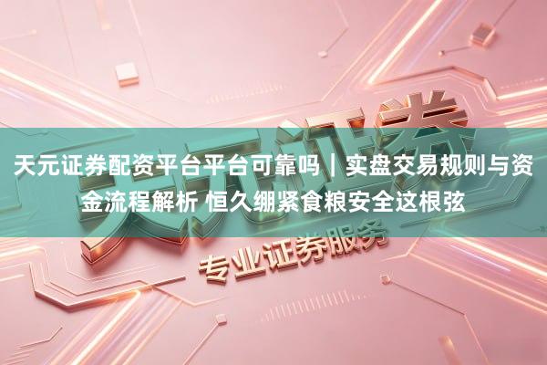 天元证券配资平台平台可靠吗｜实盘交易规则与资金流程解析 恒久绷紧食粮安全这根弦