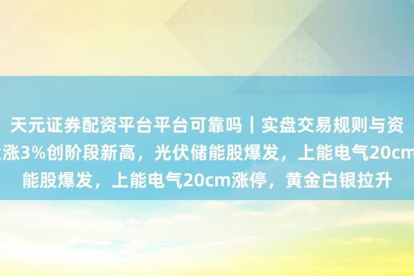 天元证券配资平台平台可靠吗｜实盘交易规则与资金流程解析 创业板大涨3%创阶段新高，光伏储能股爆发，上能电气20cm涨停，黄金白银拉升